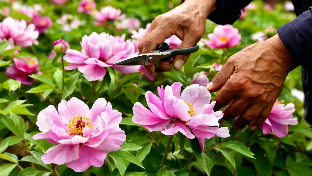 Peonies cut by hand at first light